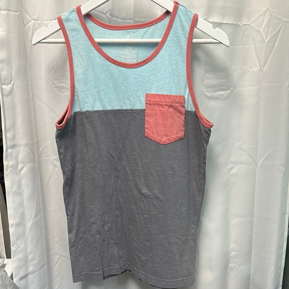 George Blue and Gray Tank Top with Coral Accents